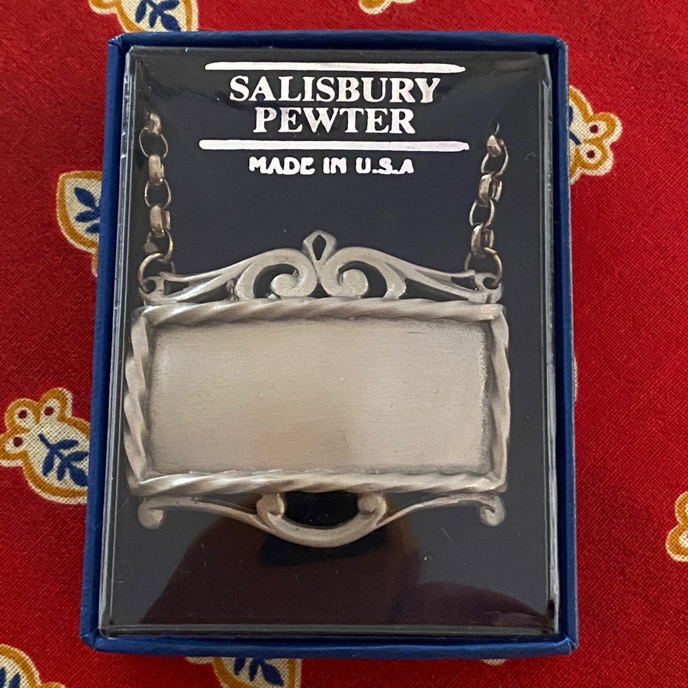 Salisbury Pewter Plain Decanter Label BNIB